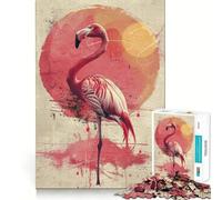 Puzzle Flamant Rose Aquarelle 1000 pièces,Jeu de Construction Focus,Assemblage Parfait sans écart,activité gratifiante pour Les Jours de Pluie (38x26cm)