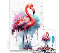 Puzzle Flamant Rose Aquarelle 1000 pièces pour Adolescents Stimule l'esprit Ajustement Parfait Loisirs captivants pour des Moments de détente à la Maison (38x26cm)