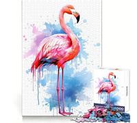 Puzzle Flamant Rose Aquarelle pour Adultes, 1000 pièces, Stimulant cérébral, Passe-Temps paisible, Cadenas sécurisé, Cadeau créatif (50x75cm)