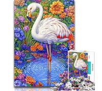 Puzzle Flamant Rose Blanc pour Adultes et Adolescents, 1 000 pièces, Jeux éducatifs, décoration d'intérieur, Collection d'artistes, Beaux-Arts, 26x38cm