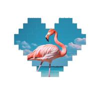 Puzzle flamant rose dans l'eau en forme de cœur, puzzle photo personnalisé pour adultes Micro blocs de construction 3D pour décoration d'intérieur