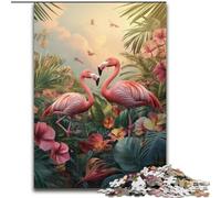 Puzzle Flamant Rose de la forêt Tropicale 1000 pièces pour Adultes, Anti-Stress, Vacances à la Maison, Passe-Temps, Amour Entre Couples (50x75cm)