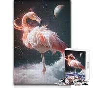 Puzzle Flamant Rose de l'espace surréaliste de 1000 pièces pour Adolescents activité éducative et logique, Cadeau Unique et Plein de tendresse Dimensions 50x75 cm