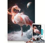 Puzzle Flamant Rose de l'espace surréaliste de 1000 pièces pour Adolescents Jeu de réflexion et d'entraînement cérébral Atelier d'écriture apaisant Cadeau attentionné 38x52cm