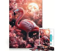 Puzzle Flamant Rose en Fleurs pour Adolescents, 1000 pièces, Jeu d'exercice Mental, Design Relaxant, Assemblage, Surprise de Noël (38x52cm)
