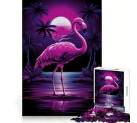 Puzzle Flamant Rose néon 1000 pièces, Cadeau pour Adultes, améliore la mémoire, Calme et aéré, Bords Nets, Cadeau Artistique (38x52cm)