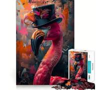 Puzzle Flamant Rose néon, 1000 pièces, pour Adultes, Jeu de logique et de Train, découpe Lisse, Cadeau de qualité supérieure (50x75cm)