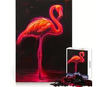 Puzzle Flamant Rose néon 1000 pièces pour Adultes, Jeu de logique Solide, Anti-Stress, Bords Transparents, Cadeau attentionné (38x26cm)