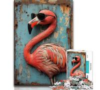 Puzzle Flamant Rose Portant des Lunettes pour Adultes et Adolescents, Aide Le Cerveau à exercer des Jouets addictifs pour cultiver la Patience, Excellent Cadeau 38x26cm