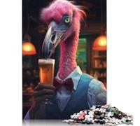Puzzle Flamingo au Bar, Puzzle rectangulaire en Papier emboîtable précis pour Enfants et Adultes, Cadeau Unique, 1000 pièces (26 x 38 cm)