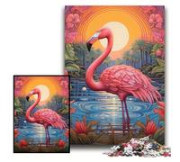 Puzzle Flamingo coloré de 1 000 pièces, idéal pour Les pour Les Casse-têtes, Jeu de décoration à Faire soi-même, Jouet interactif Familial, Taille : 26 x 38 cm