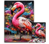 Puzzle Flamingo Graffiti 1000 pièces pour Adultes Puzzles pour Adultes Jeu de réflexion, Jeu Familial interactif, adapté aux 14 Ans et Plus 26x38cm/10,23x14,96 Pouces