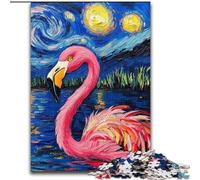 Puzzle Flamingo Night Sky 1000 pièces pour Adultes et Adolescents, Jeu Stimulant et Familial avec Affiche et fiche de Questions-réponses (50x75cm)