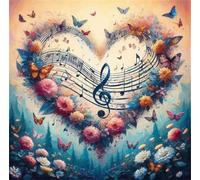 Puzzle Fleur à Note de Musique de 200 Pièces pour Adultes, Puzzles 200 pièces Adultes, Jigsaw Puzzle d'art pour Défi, Puzzles Coloré à Faire soi-même pour la Décoration de la Maison