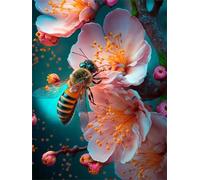 Puzzle Fleur d’Abeille Naturelle de 60 Pièces pour Adultes, Puzzles 60 pièces Adultes, Jigsaw Puzzle d'art pour Défi, Puzzles Coloré à Faire soi-même pour la Décoration de la Maison