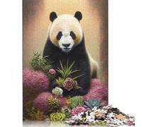 Puzzle Fleur d'art avec Panda pour Adolescents 1000 Pièces Puzzle Cadeaux de Noël Casse-tête Puzzles pour Adultes 1000pcs (75x50cm)