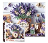 Puzzle fleur de lavande pour adultes - Puzzle artistique en papier de 1000 pièces avec abeille - Puzzle floral vintage pour femmes et hommes - Nuits de jeu en famille - Puzzle relaxant - Idée cadeau