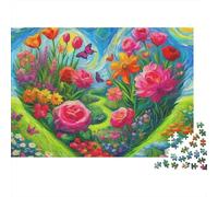 Puzzle Fleurs d'amour Champ de Cœurs Florals 1000 Pièces Finition Mate Carton Recy ncadrable Art pour Adultes Couples Passionnés Connaissables 52x38cm/1000Pièces