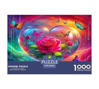 Puzzle Fleurs d'amour Composé De 1000 Pièces pour Adultes,Rose au cœur de Cristal Un Jeu De Dexérité Très Difficile Puzzle D'intelligence 38x26cm/1000pcs