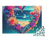 Puzzle Fleurs d'amour Cœur Entrelacé 1000 pièces,Carton Robuste de qualité supérieure,à encadrer,idéal Voyages,Les séjours à la Maison ou à la Maison,pour Adultes, et débutants,52x38cm/1000 pièces