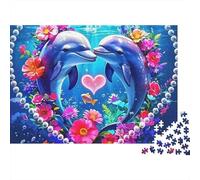 Puzzle Fleurs d'amour Océan Gemme Cœur 1000 Pièces Carton Épais Recyclé Idéal Les Jours de Pluie,Les Voyages et Les Séjours à la Maison Adultes,Adolescents,Débutants et Confirmés 38x26cm/1000 pièces
