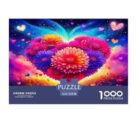 Puzzle Fleurs d'amour Qui Compte 1000 Pièces pour Adultes,Bouquet de Fleurs en Forme de cœur Un Jeu De Dexérité Très Difficile Puzzle D'intelligence 52x38cm/1000pcs