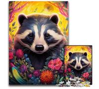 Puzzle Fleurs de Blaireau à Miel 1000 Pièces pour Adultes Puzzles Parfaits pour Les Réunions de Famille, Les Anniversaires, Les Vacances 26x38cm / 10,23x14,96 Pouces