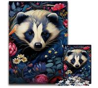 Puzzle Fleurs de Blaireau à Miel 1000 Pièces pour Adultes, Puzzles pour Adultes, Décoration d'Intérieur DIY, Jeu de Casse-Tête 26x38cm / 10,23x14,96 Pouces