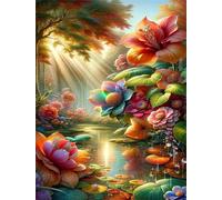 Puzzle Fleurs du lac Sunshine pour Adultes,120 pièces Artistique,25x20 cm Puzzle de Bricolage pour Décoration de la Maison, Jeu éducatif Challenge Toy Puzzles pour Adultes