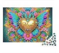 Puzzle Fleurs et Amour,Ailes et Cœur,1000 pièces,Carton Robuste et Lisse,idéal pour se détendre,Voyager ou Passer Un Moment agréable.Convient aux Adultes,Couples et débutants.Dimensions:38x26cm.