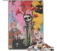 Puzzle Fleurs et Crânes de Style Basquiat 2000 Pièces pour Adultes Ados, Jeux Éducatifs Décoration Maison Unique Décoration Maison et Cadeaux (70x100cm)
