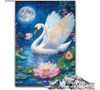 Puzzle Fleurs et Cygnes 1000 pièces pour Adolescents, Assemblage de Motifs Amusant à la Maison, Cadeau d'anniversaire, Cadeau de Voyage (50x75cm)