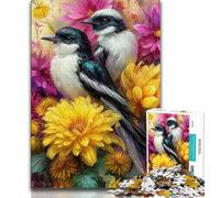 Puzzle Fleurs et Oiseaux pour Adolescents 1000 Pièces, Jeu Éducatif Défi Jouet Idéal comme Cadeau pour Toute la Famille 38x26cm