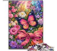 Puzzle Fleurs Papillons 1000 pièces pour Adultes et Adolescents, Jeu Stimulant Chaque pièce est Unique - Jeu Familial Stimulant 26x38cm