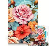 Puzzle Floral Bouquet de Roses éclatantes 1000 pièces Jeu de Concentration mentale Conception sans Espace Défi cérébral interactif pour la Maison (38x26cm)
