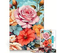 Puzzle Floral Bouquet de Roses éclatantes pour Adolescents,1000 pièces,activité ludique et stimulante,découpe Nette,Composants Robustes,idéal pour se réunir (38x52cm)