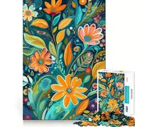 Puzzle Floral fantaisiste 1000 pièces Jeu de Construction Assemblage Parfait sans écart Activité gratifiante pour Les Jours de Pluie (38x26cm)
