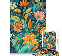 Puzzle Floral fantaisiste pour Adultes, 1000 pièces, activité logique et relaxante, Assemblage précis, Cadeau de Noël (38x52cm)