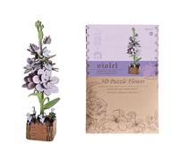 Puzzle Floral - Jeu de Construction Florale 3D 24,4 x 16,5 x 1 cm | Fleurs en Bois | Kit Modèle De Fleurs Artificielles, Ensemble Artisanal pour Adultes, Décoration pour La Maison, Détendeur