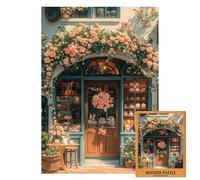 Puzzle floral Toy Shop en bois | Elegant Café with Teacups, Dolls & Roses | Coszy Vintage Scene Jigsaw for Teens, Women, Gift and Wall Art (M-100PIECES)