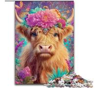 Puzzle Flower Yak 1000 pièces pour Adolescents et Adultes, Anti-Stress, idéal pour Passer Le Temps à la Maison, avec Affiche et fiche de Questions-réponses Assorties (26x38cm)