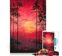 Puzzle Forêt au Coucher du Soleil Rouge pour Adultes, 1000 pièces, renforce la mémoire, Divertissement Occasionnel, qualité supérieure, Cadeau élégant (50x75cm)