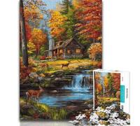 Puzzle Forêt d'automne 1000 pièces pour Adultes et Adolescents, Jeux d'activités familiales stimulants, Jouet à Faire soi-même pour décoration Murale de la Maison (50x75cm)