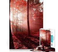 Puzzle Forêt d'automne Rouge pour Adolescents, 1000 pièces, Jeu de réflexion, évasion apaisante, Bords précis, Cadeau Exceptionnel (38x26cm)