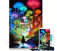 Puzzle Forêt de Champignons Arc-en-Ciel 1000 Pièces pour Adolescents Jeu de Logique et de Détente Découpe Précise Cadeau Artistique (38x52cm)