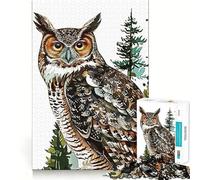 Puzzle Forêt de Hiboux pour Adolescents 1000 Pièces Jeu de Logique et de Détente Apaisant Découpe Précise Cadeau de Père Noël (50x75cm)