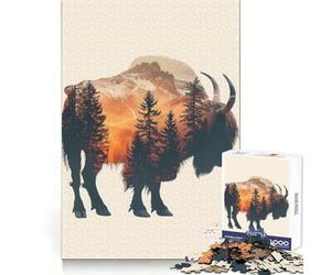Puzzle Forêt de Yaks 1000 Pièces pour Adolescents Clarté d'esprit, Paisible, Amusant, Cadeau Saisonnier Parfait (50x75cm)
