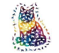 Puzzle Forme Chat - Deux Cent Une Pièces Coloré Bois Chat Casse-Tête | Irrégulier Animaux Design Maison Décoration, Créatif Cadeau Maison Bureau Amoureux Animaux, Intérieur Activités