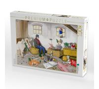 Puzzle · Fortbildung im Stall | Stallgemeinschaft aus Kuh, Ziegen, Schwein und Katze · 1000 pièces · Format assemblé 64 × 48 cm · CALVENDO Puzzle