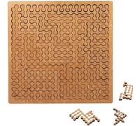 Puzzle Fractal Tray - Labyrinthe créatif Unique et irrégulier pour Adultes, Puzzle de Voyage en Bois Stimulant, Puzzles Fractal en Bois Difficile, sans Image et (Carré - Chaîne)